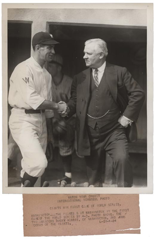 Baseball Memorabilia - Bucky Harris & John McGraw during 1924 World Series