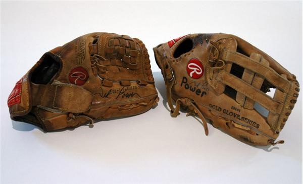Game Used Baseball - Ted Power Cincinnati Reds Game Used Baseball Gloves (2)