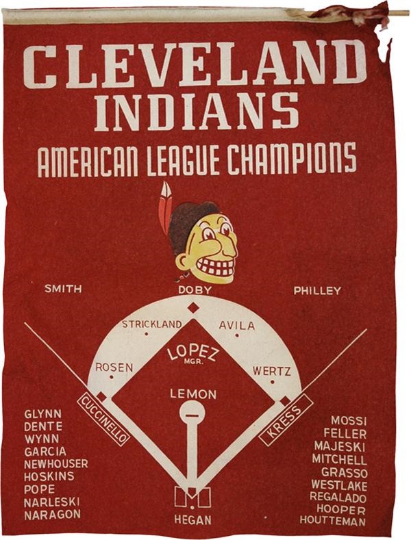 Baseball Memorabilia - 1954 Cleveland Indians American League Champions Banner