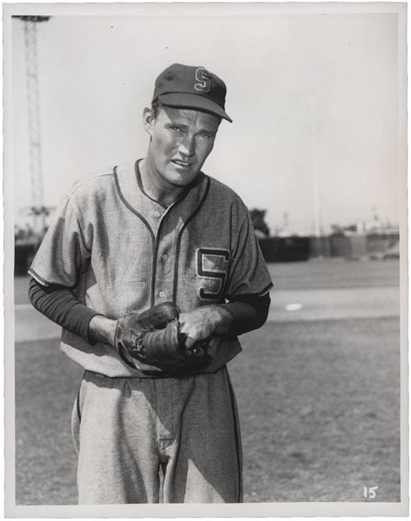 Baseball Memorabilia - Chuck Connors "The Rifleman" Baseball Photographs (2)