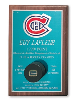 - 1984 1220th Point Plaque Presented to Guy Lafleur (10x15")