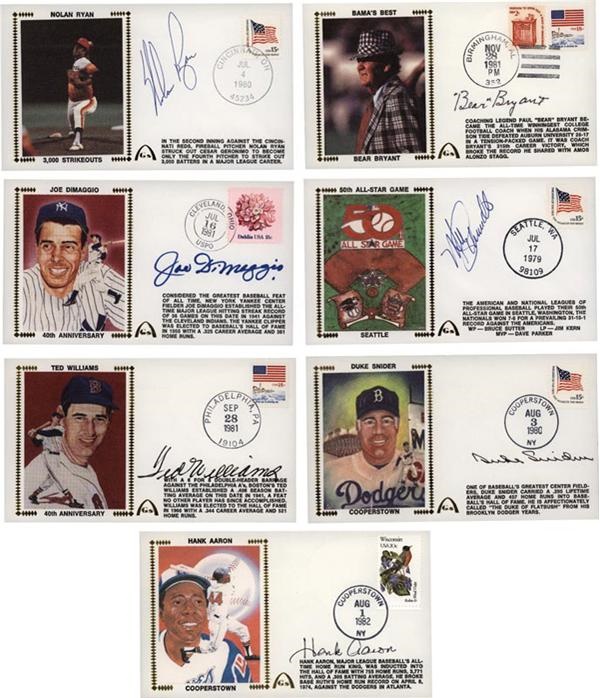- (7) Signed First Day Covers with Baseball Hall of Famers Williams and DiMaggio