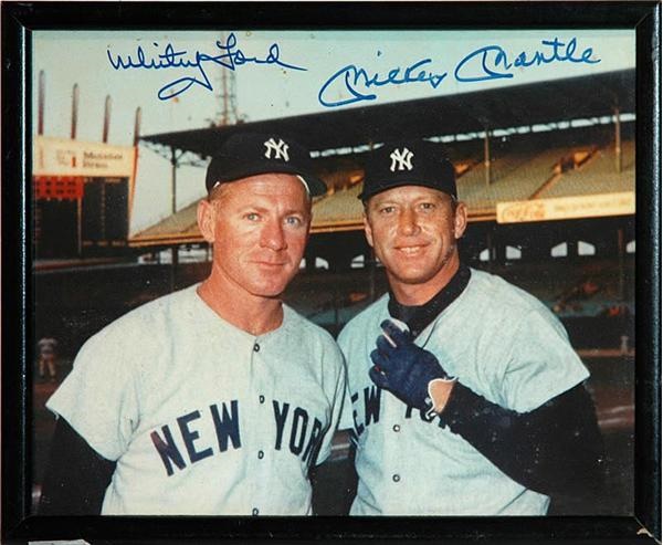 Mickey Mantle and Whitey Ford Signed Yankee Baseball Photo