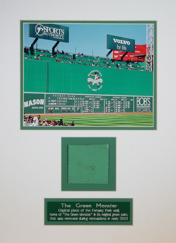 Game Used Baseball - Baseball Fenway Park Green Monster Section Display
