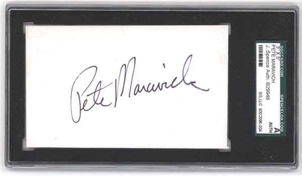 Pete Maravich Signed 3 x 5 Index Card