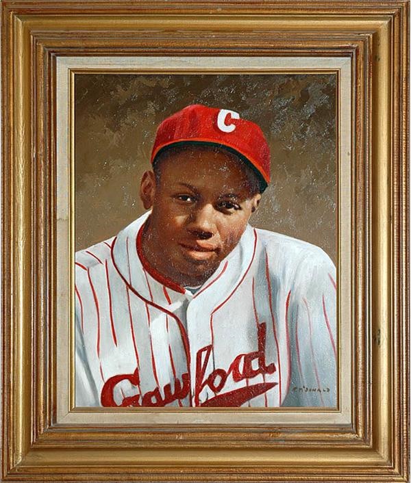 Baseball Memorabilia - Negro League Star Josh Gibson Oil Painting by NFL Hall of Famer Tommy McDonald