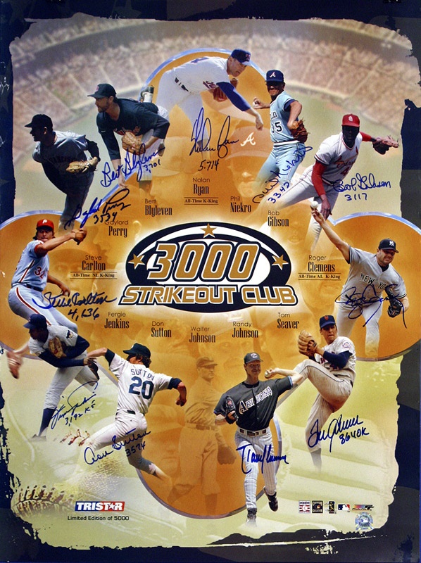 St. Louis Cardinals - Bob Gibson's Personal 3,000 Strikeout Signed Poster