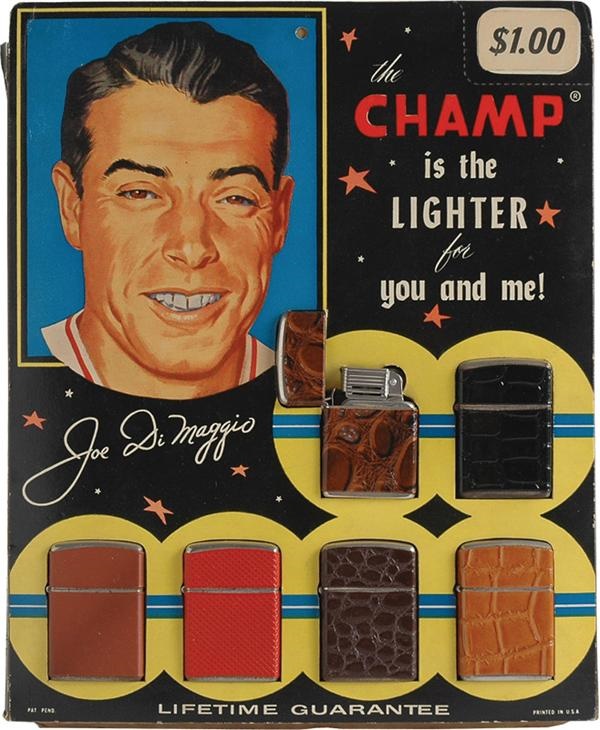 Baseball Memorabilia - 1940's Joe DiMaggio Champ Lighters Store Display