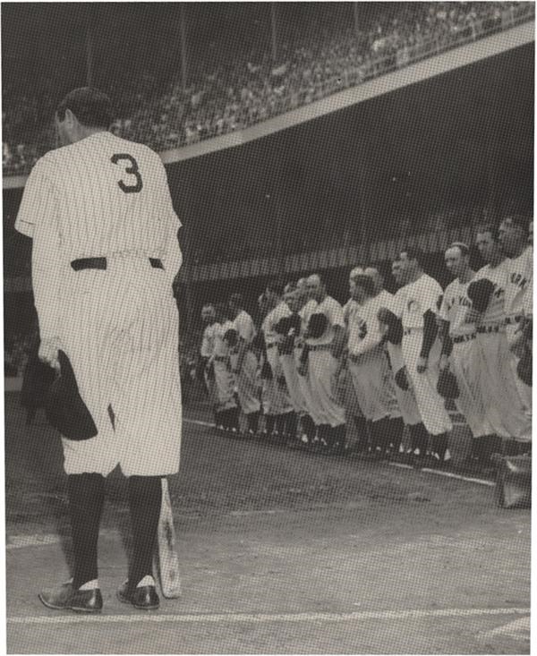 Baseball Memorabilia - 1948 "The Babe Bows Out" Babe Ruth Nat Fein Photo