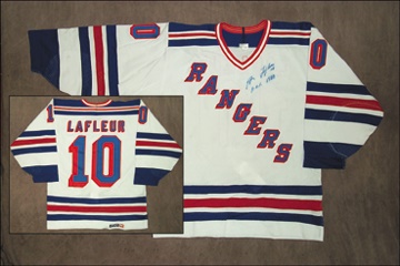 Guy Lafleur - 1988-89 Guy Lafleur New York Rangers Game Worn Home Playoff Jersey