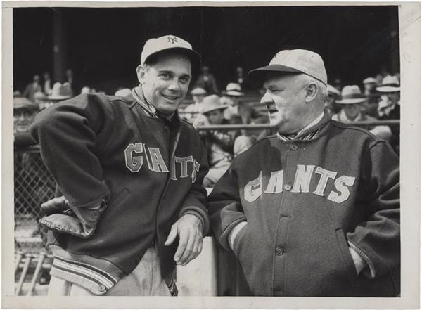 San Francisco Examiner Photo Collection - Sports - 1932 John McGraw Bill Terry New York Giants Baseball Wire Photo