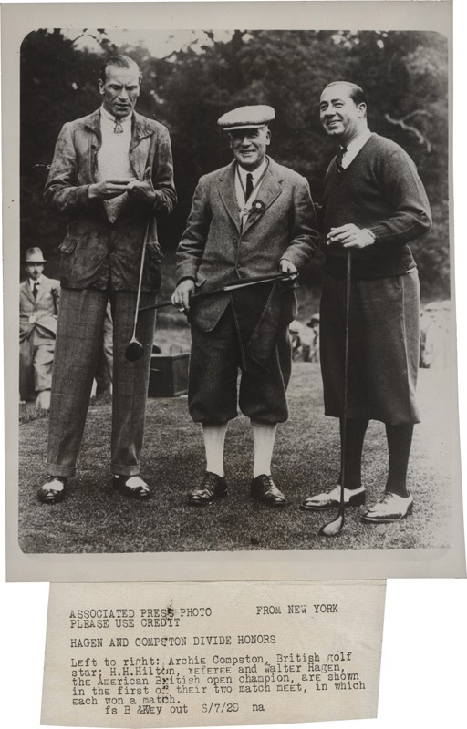 - 1929 Walter Hagen Golf Champ Wire Photo