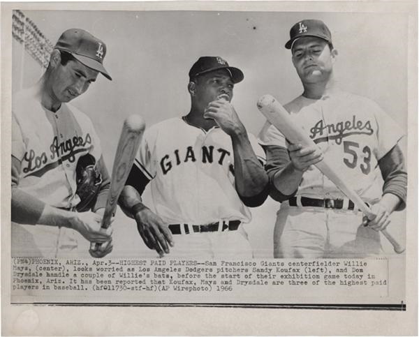 San Francisco Examiner Photo Collection - Sports - 1966 Willie Mays Don Drysdale Sandy Koufax Photo