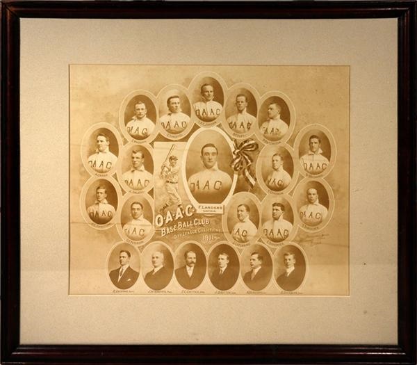 Baseball Memorabilia - Framed 1911Ornate Imperial Baseball Cabinet O.A.A.C.Team Photo