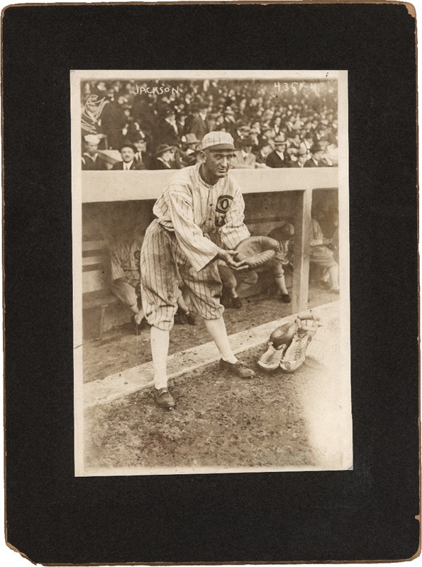 Baseball Memorabilia - Amazing Joe Jackson Black Sox Baseball Mounted Photo by BAIN