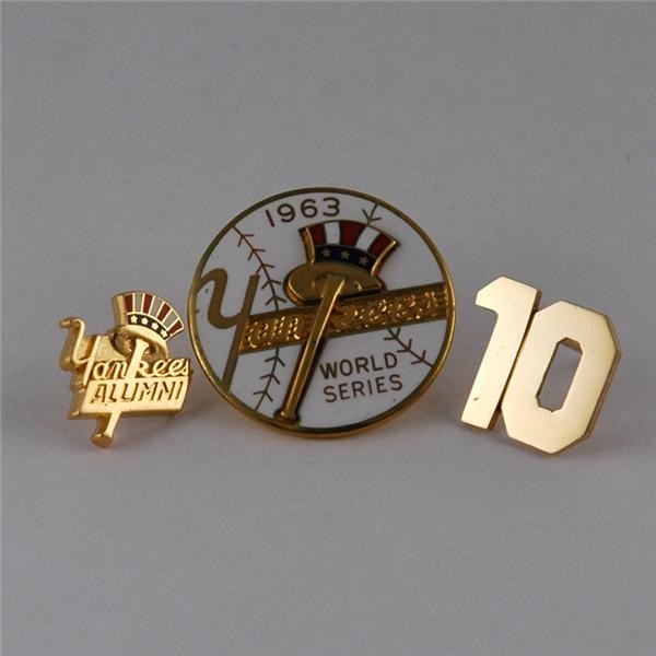 - Yankee Baseball Great Phil Rizzuto Pin Collection (3) With LOA