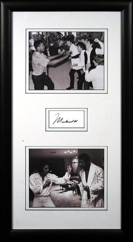 - Muhammad Ali Framed Display with Signature and Boxing Photos with The Beatles and Elvis