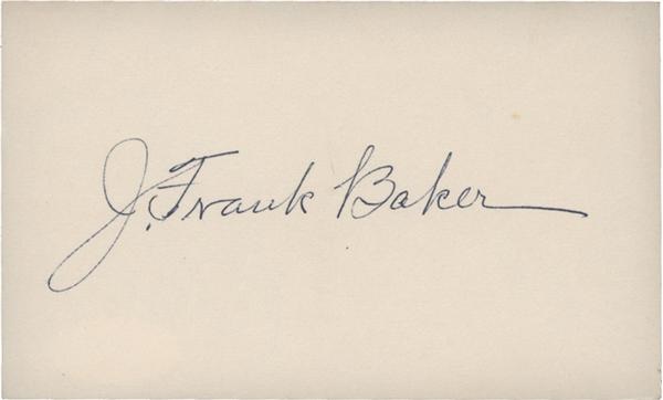 - Home Run Baker Signed 3x5&quot; Index Card