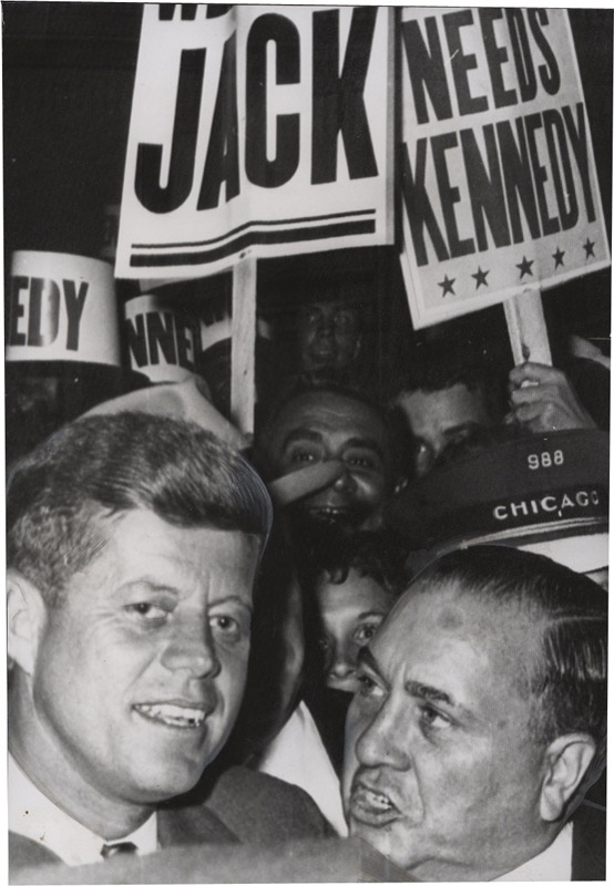 San Francisco Examiner Photo Collection - Politica - JFK and Mayor Daley Wire Photo (1960)