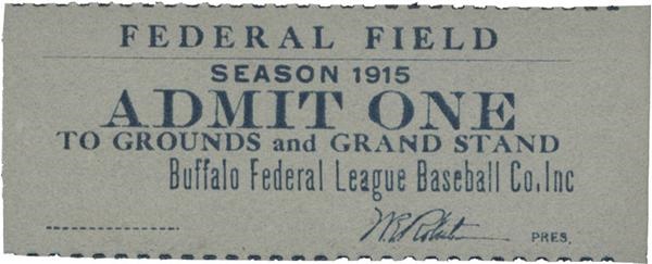 1915 Federal League Baseball Ticket Stub