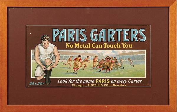 - 1890s "Paris Garters" Football Trolley Sign