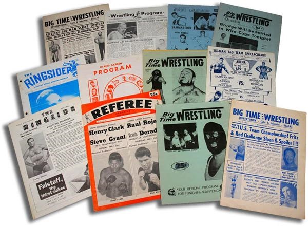 All Sports - Large Collection of 1960's-70's Pro Wrestling Handbills, Publications, etc. (49)