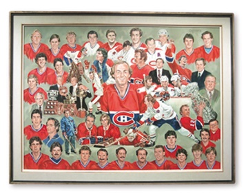 Guy Lafleur - 1985 Montreal Canadiens Collage Oil Painting (47x62")