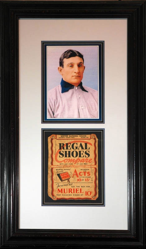 Baseball Autographs - 1938 Honus Wagner Signed Scorecard Cover Framed Display