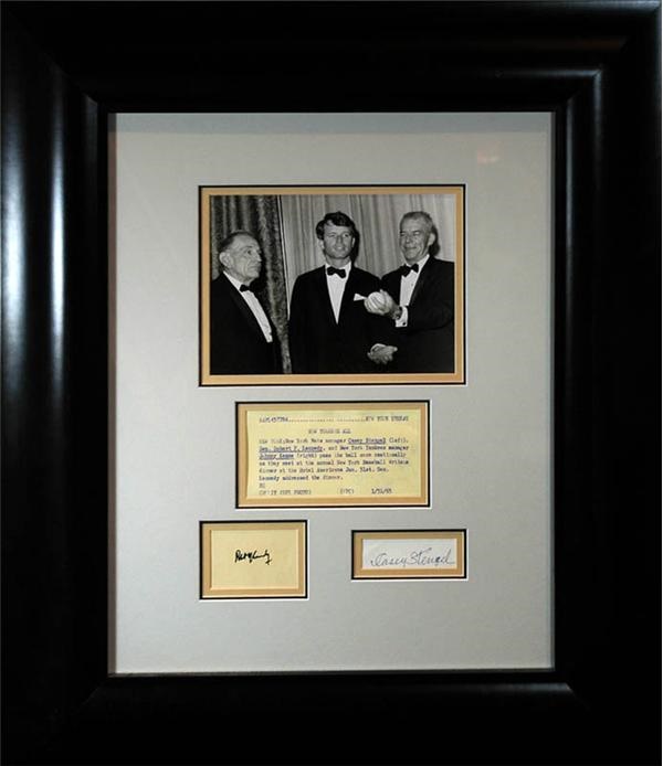 Robert F Kennedy and Casey Stengel Framed Display