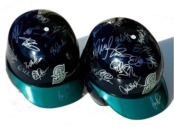 1990s Seattle Mariners Team Signed Batting Helmets (2)