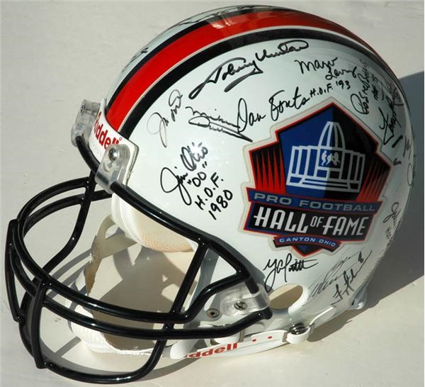 Football - Football Hall of Famers Signed Helmet with 32 Signatures