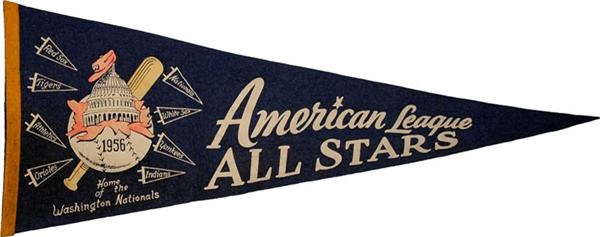Ernie Davis - Rare 1956 American League All Stars Baseball Pennant