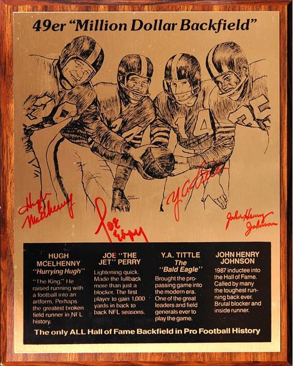 - 49ers "Million Dollar Backfield" Signed Plaque