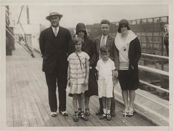 1929 Ty Cobb and Family Baseball Wire Photo