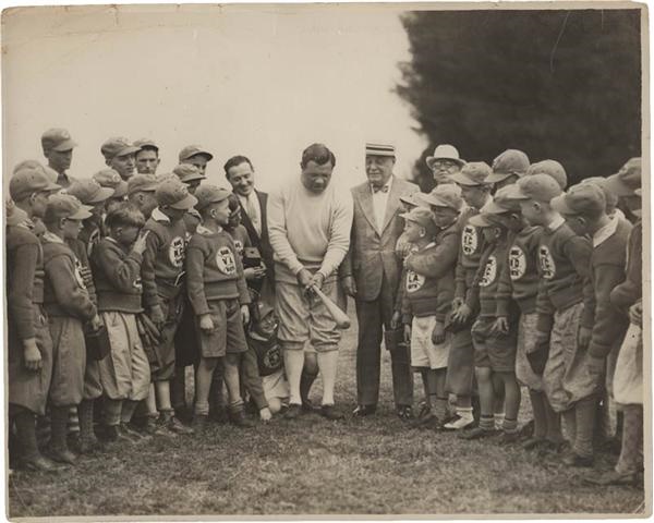 Baseball Photographs - 1920s Babe Ruth &amp; Jacob Ruppert with Children Photograph