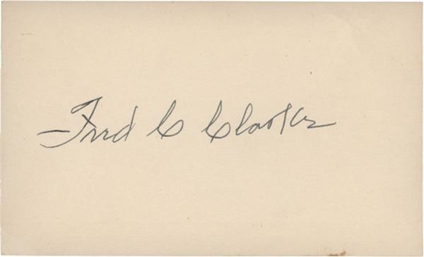 Fred Clarke Signed 3x5" Index Card