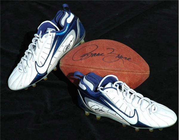 - 2006 Isaac Bruce Signed Game Worn Cleats and Signed Game Used Football