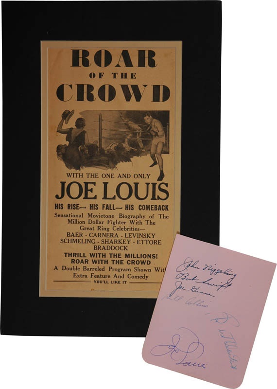 - Joe Louis Signed Album Page and Unsigned Movie Broadside
