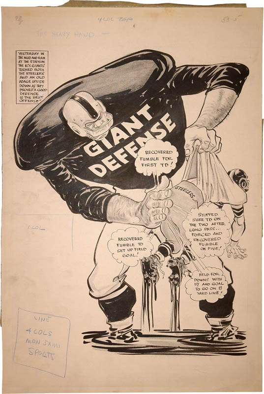 - 1950s NY Giants Football Original Artwork by Willard Mullin