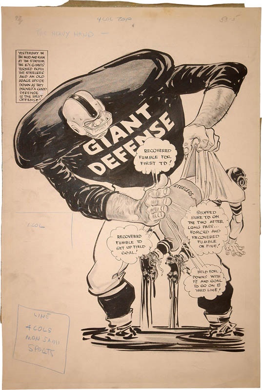 Football - 1950s NY Giants Football Original Artwork by Willard Mullin