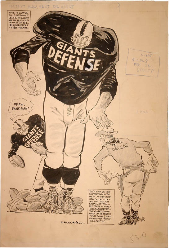 1950s NY Giants & Dallas Texans Football Artwork by Willard Mullin