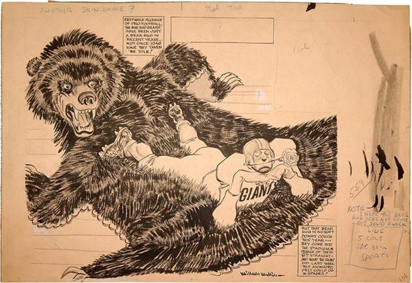 - 1950s NY Giants and Chicago Bears Football Artwork by Willard Mullin