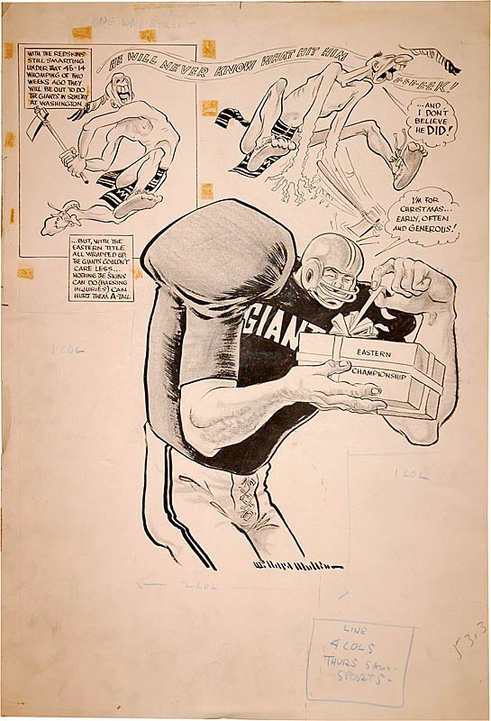 Football - 1950s NY Giants Championship Football Artwork by Willard Mullin