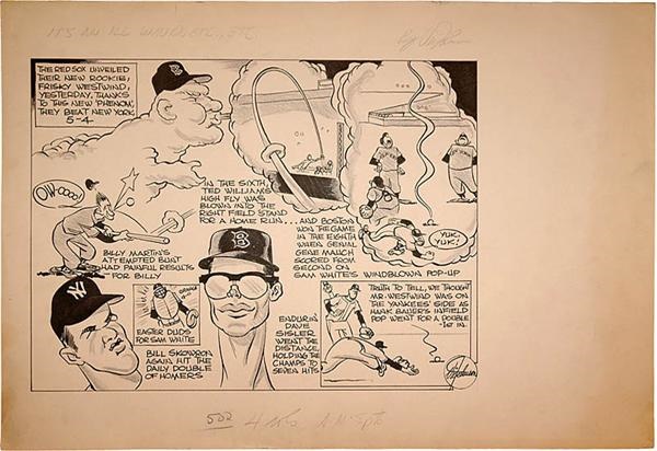 Ernie Davis - 1960s Boston Red Sox vs NY Yankees Original Artwork