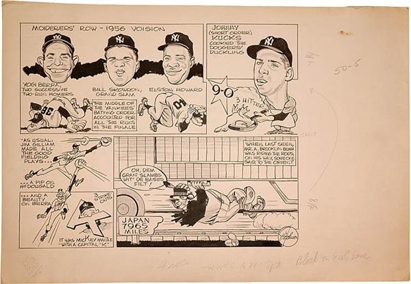 Ernie Davis - 1956 NY Yankees and Brooklyn Dodgers Original Artwork Vic Johnson