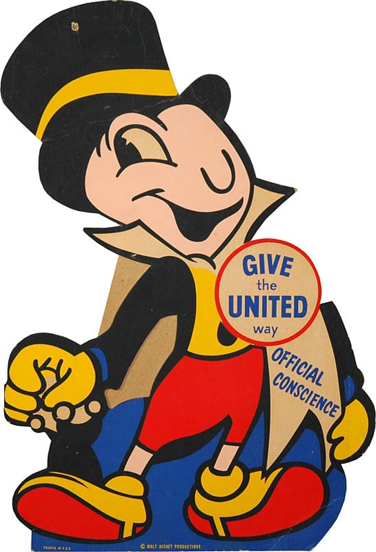 Rock And Pop Culture - 1940s Walt Disney Jiminy Cricket Advertising Sign