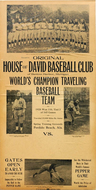 Ernie Davis - 1930s House of David Baseball Broadside