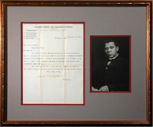 Rock And Pop Culture - 1903 Booker T Washington TLS Signed Display