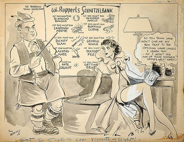 1936 New York Yankees Original Cartoon Artwork