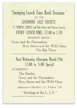 The Beatles - March 15, 1961 Handbill